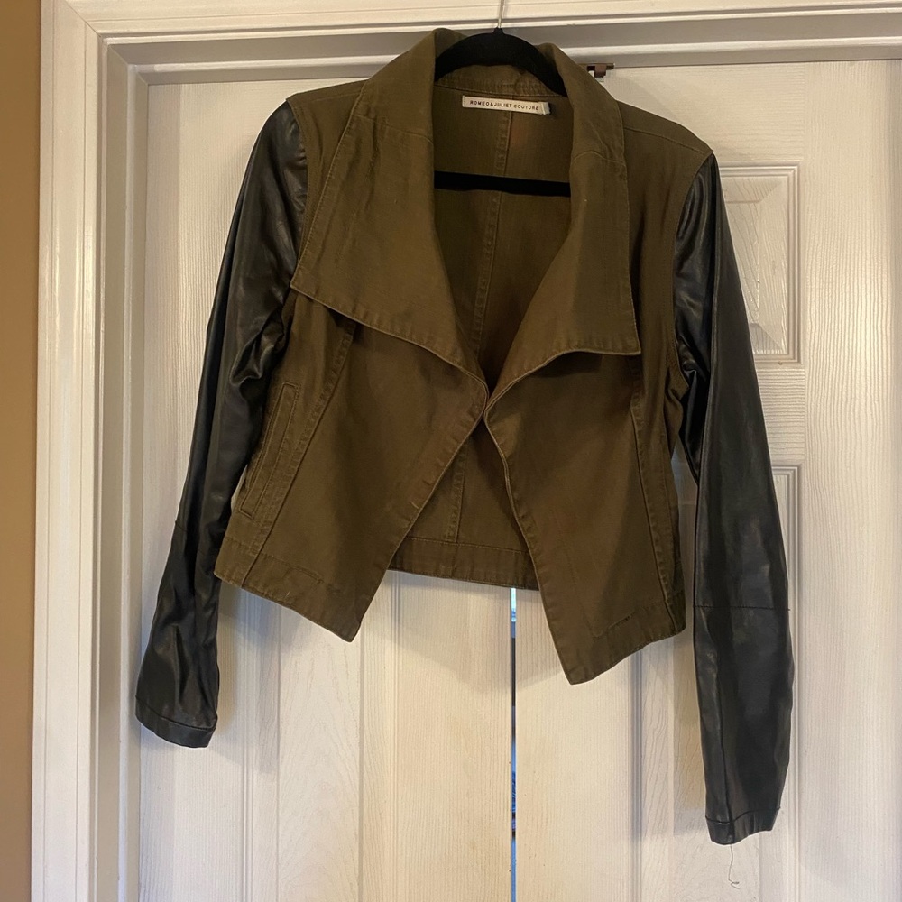 Romeo and Juliette Couture Olive and Black Utility Jacket